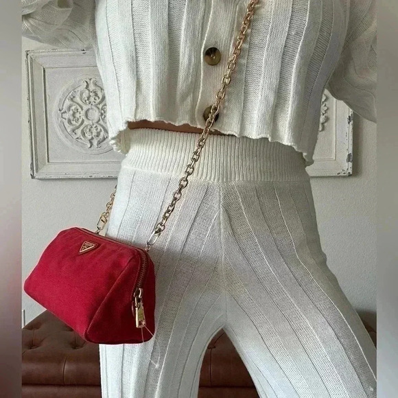 Authentic PRADA Pouch Canvas Red Women's - Picture 3 of 17